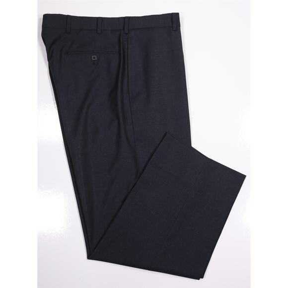 Brooks Brothers Madison Navy Blue Check Reda Wool Flat Front Dress Pants 34x27 - Picture 1 of 8